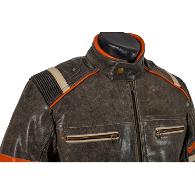 Ultimate Vintage kožená moto bunda retro sivá